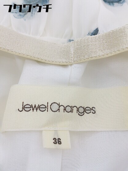 ◇ Jewel Changes UNITED ARROWS ウエストゴム 総柄 ロング プリーツ スカート サイズ36 オフホワイト ネイビー レディース_画像5