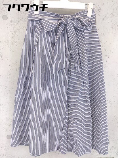 ◇ ◎ ef-de エフデ ウエストリボン付き ロング フレア スカート サイズ7 ブルー系 レディース_画像1