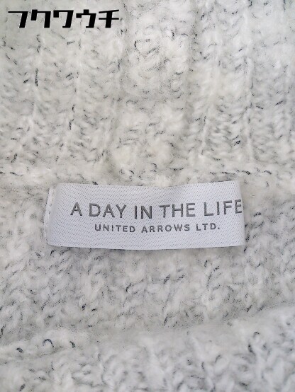 ■ A day in the life UNITED ARROWS タートルネック 長袖 膝丈 ニットワンピース ホワイト グレー レディース_画像4