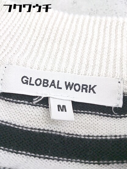 ◇ GLOBAL WORK グローバルワーク ボーダー チュール 長袖 ロング ワンピース サイズM ブラック レディース_画像4