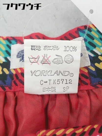 ◇ Yorkland ヨークランド チェック 膝下丈 台形 スカート サイズ11AR レッド マルチ レディース_画像6