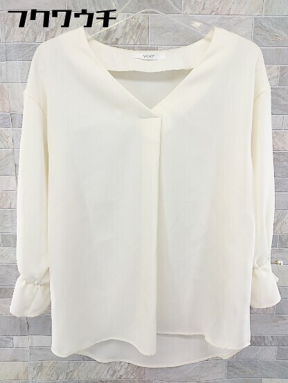 * VICKY Vicky equipment ornament V neck long sleeve blouse cut and sewn size 2 ivory series lady's 
