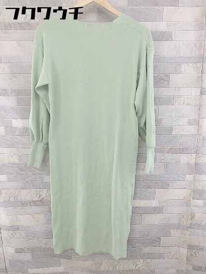 * N Natural Beauty Basic V neck long sleeve knees height knitted One-piece size M mint green lady's 