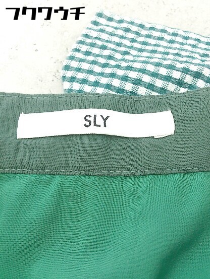 ◇ SLY スライ ギンガムチェック 膝下丈 ナロー スカート サイズ1 グリーン ホワイト レディース_画像4