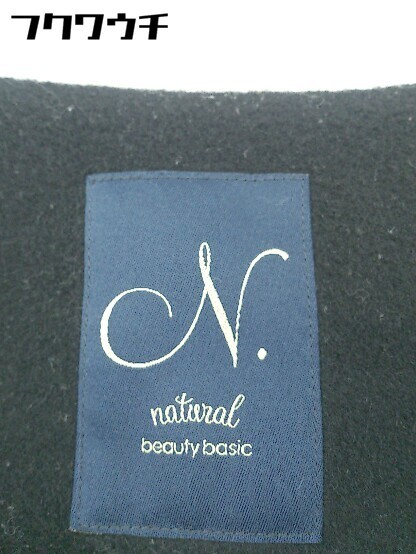 ■ N. NATURAL BEAUTY BASIC アンゴラ混 比翼 ノーカラー コート サイズM ブラック レディース_画像4