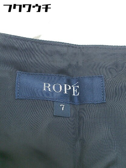 ◇ ROPE' ロペ サイドジップ フレンチスリーブ 膝丈 ワンピース サイズ7 ネイビー ホワイト レディース_画像4