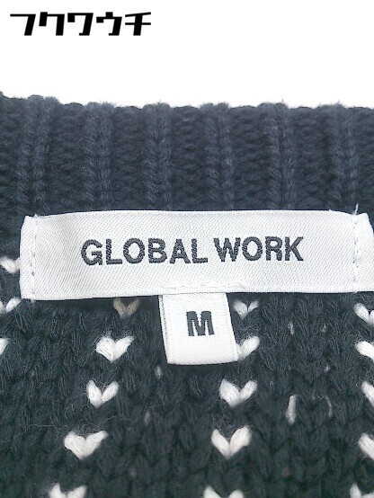 ◇ GLOBAL WORK グローバルワーク ニット 長袖 セーター サイズM ネイビー ホワイト レディース_画像4