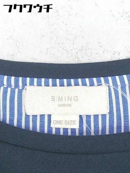 ◇ B:MING by BEAMS ビーミング by ビームス 半袖 膝下丈 ワンピース サイズONE ネイビー系 レディース_画像4