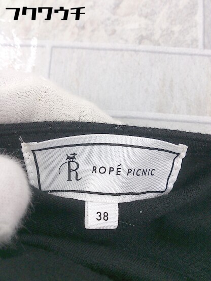 ◇ ROPE PICNIC ロペピクニック 切替 総柄 長袖 膝丈 ワンピース サイズ38 ブラック ホワイト レディース_画像4