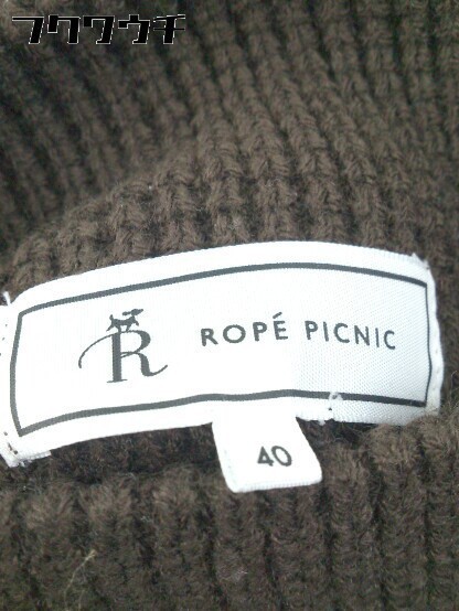 ■ ROPE PICNIC ロペピクニック 長袖 膝丈 ワンピース サイズ40 ブラウン レディース_画像4