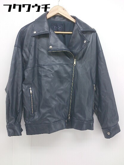 # AS KNOW ASaznouaz oversize fake leather rider's jacket navy lady's 