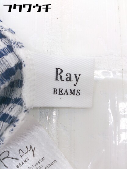 ◇ Ray BEAMS レイビームス ハイネック 半袖 カットソー ホワイト ネイビー系 レディース_画像5