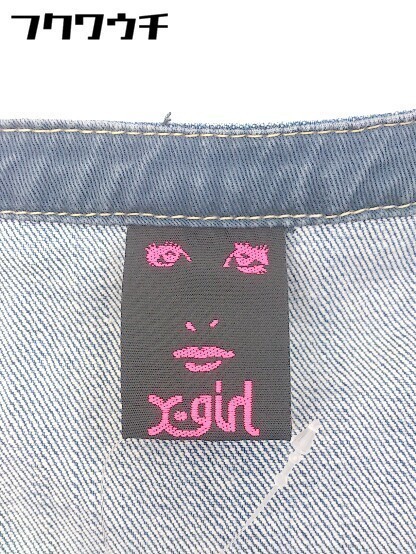 ◇ X-girl エックスガール ロゴ 刺繍 半袖 膝丈 ワンピース サイズ2 ネイビー レディース_画像4