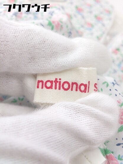 ◇ national standard ナショナルスタンダード レース 切替 花柄 フラワー 半袖 シャツ ホワイト マルチ レディース_画像4