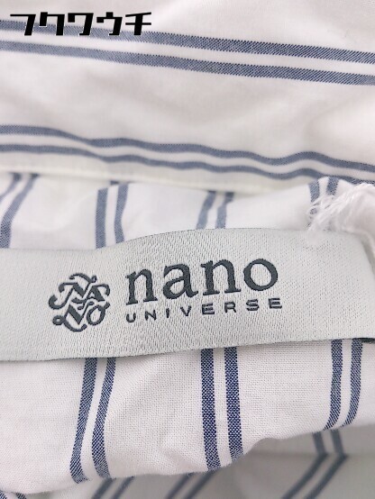 ◇ nano universe ナノユニバース ストライプ 長袖 シャツ サイズF ホワイト ネイビー レディース_画像4