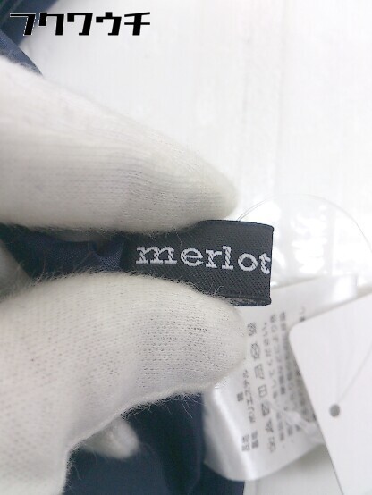 ◇ merlot メルロー チェック 五分袖 膝下丈 ワンピース ネイビー ホワイト レディース_画像4