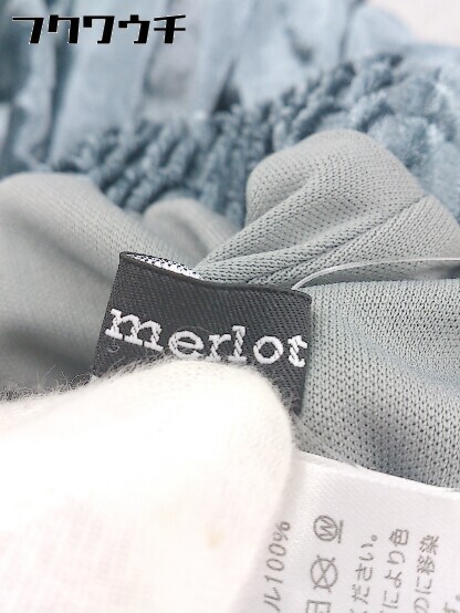 ◇ merlot メルロー ウエストゴム ベロア 膝下丈 ギャザー スカート ブルー系 レディース_画像5