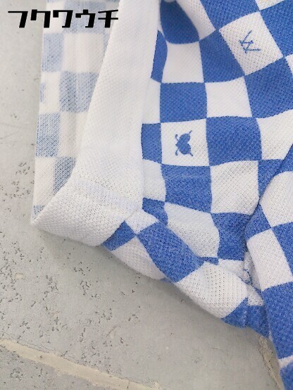 ◇ EDWIN GOLF エドウィン ゴルフ チェック 半袖 ポロシャツ サイズL ホワイト ブルー レディース_画像7