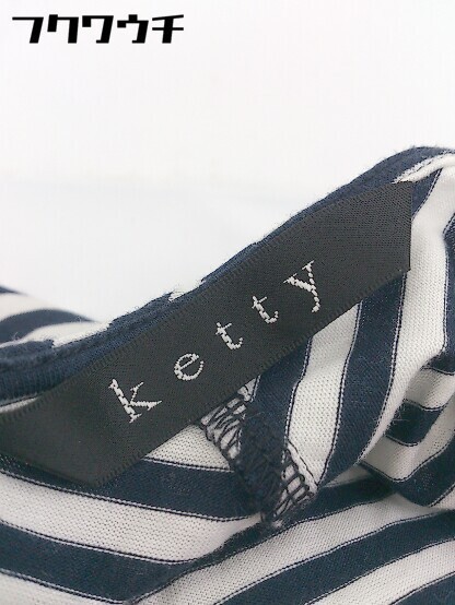 ◇ ◎ ketty ケティ インナー付き フレンチスリーブ 膝丈 ワンピース サイズM ホワイト ネイビー系 レディース_画像5