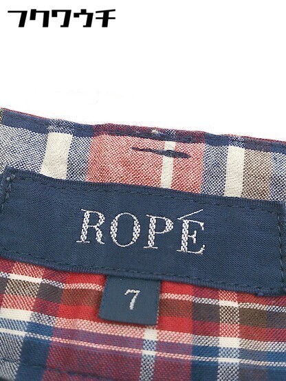 ◇ ROPE' ロペ チェック ショート キュロット パンツ サイズ7 レッド ネイビー ホワイト レディース_画像4