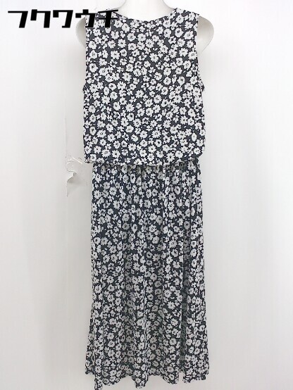 * CECIL McBEE Cecil McBee floral print no sleeve long One-piece size M black white lady's 