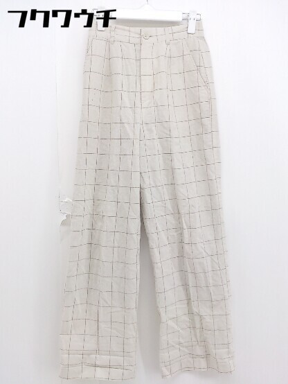 * AZUL BY MOUSSY azur bai Moussy linen. проверка широкий брюки размер S бежевый Brown женский 