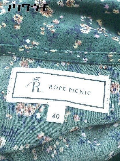 ◇ ◎ ROPE PICNIC ロペピクニック 花柄 長袖 ロング ワンピース サイズ40 カーキ系 マルチ レディース_画像4