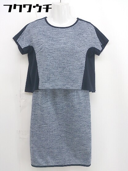 * UNTITLED Untitled switch French sleeve short sleeves knees height One-piece size 1 blue group navy lady's 