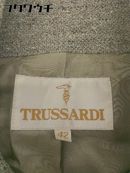 ■ TRUSSARDI トラサルディ 切り替え 長袖 コート サイズ42 ベージュ系 レディース_画像4