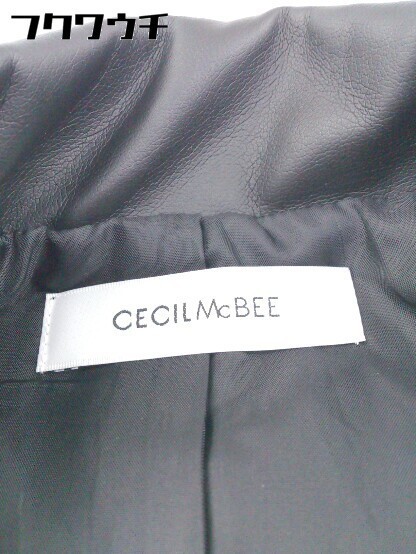 ◇ CECIL McBEE セシルマクビー フェイクレザー 長袖 ライダース ジャケット サイズM ブラック レディース_画像4