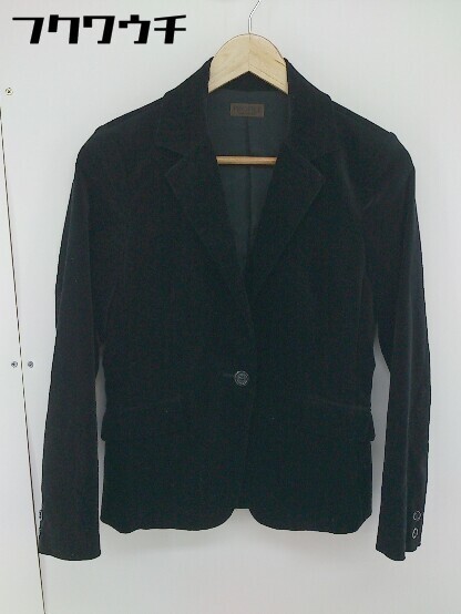 ◇ PROFILE プロフィール 1B シングル ベロア 長袖 テーラード ジャケット サイズ38 ブラック レディース_画像1