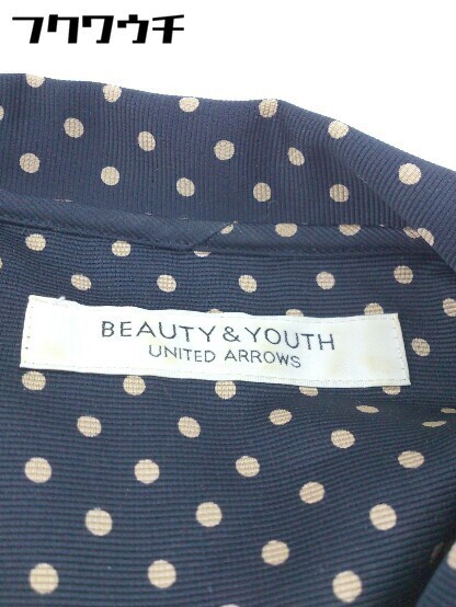 ◇ BEAUTY&YOUTH UNITED ARROWS ドット 水玉　リボン 長袖 シャツ ブラウス ネイビー　ベージュ レディース_画像4