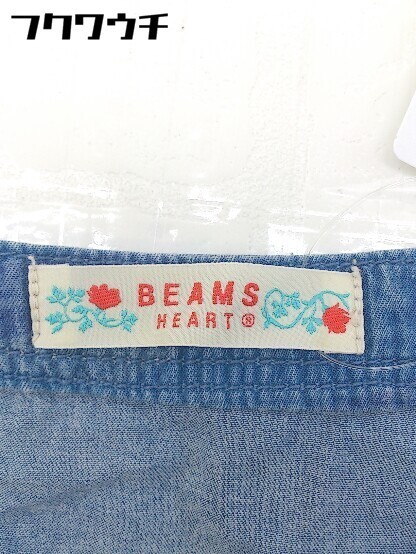 ◇ BEAMS HEART ビームスハート 総柄 プリーツ 半袖 膝丈 ワンピース ブルー レディース_画像4