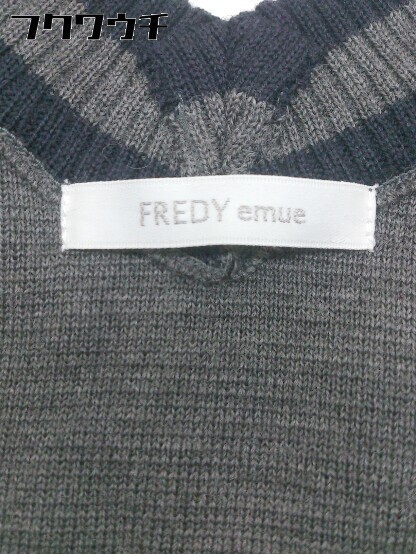 ◇ fredy emue フレディ エミュ NOLLEY'S ノースリーブ ミニ ニット ワンピース サイズ38 グレー ネイビー系 レディース_画像4