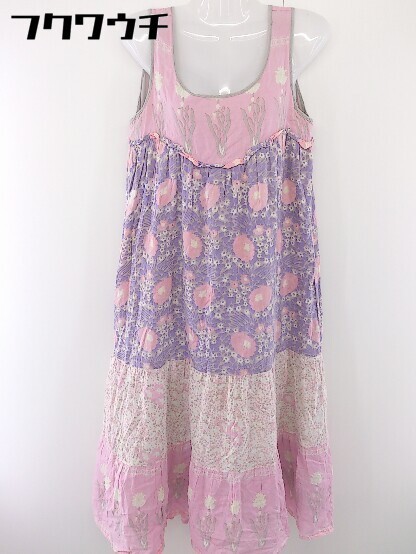 * Another Edition UNITED ARROWS floral print no sleeve knees under height One-piece pink multi lady's 