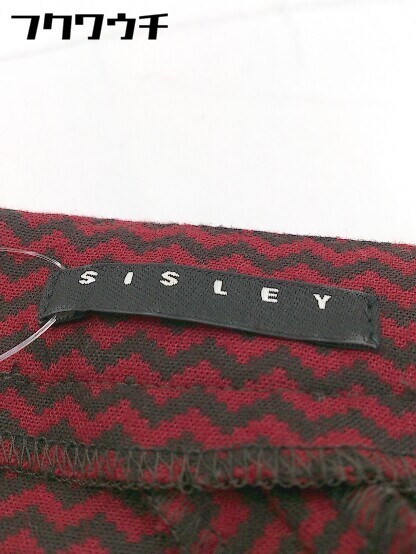 ◇ SISLEY シスレー ボーダー 半袖 ミニ ワンピース サイズ CH S レッド ブラック レディース_画像4