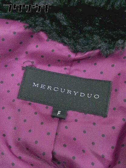 ◇ MERCURYDUO マーキュリーデュオ ノーカラー 長袖 ファー コート サイズF ブラック レディース_画像4