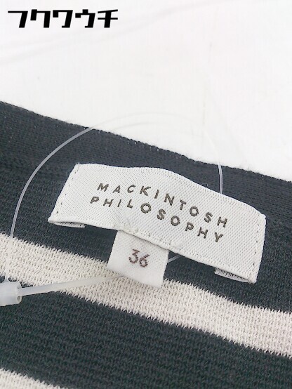 ◇ MACKINTOSH PHILOSOPHY ボーダー レイヤード調 半袖 膝丈 ワンピース サイズ36 ホワイト ネイビー レディース_画像4