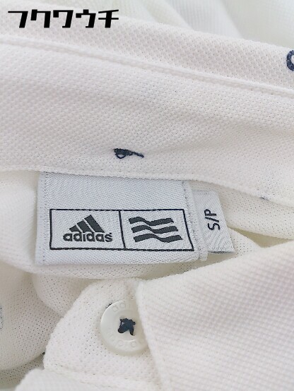 * * adidas Adidas общий рисунок короткий рукав колени длина рубашка-поло One-piece размер S белый темно-синий женский 