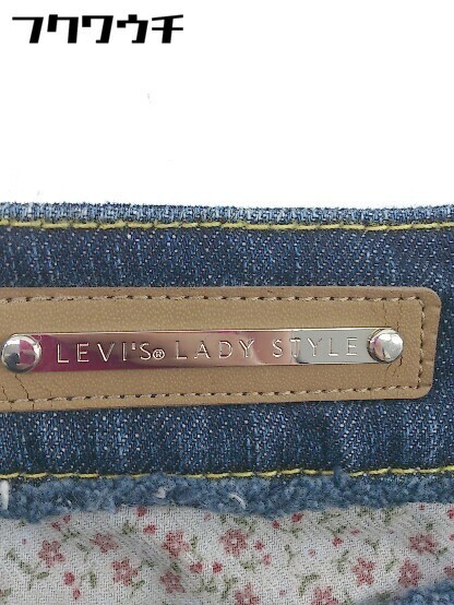 ◇ Levi's リーバイス ウォッシュ加工　スリット 膝丈 タイト スカート サイズXS ネイビー　 レディース_画像4