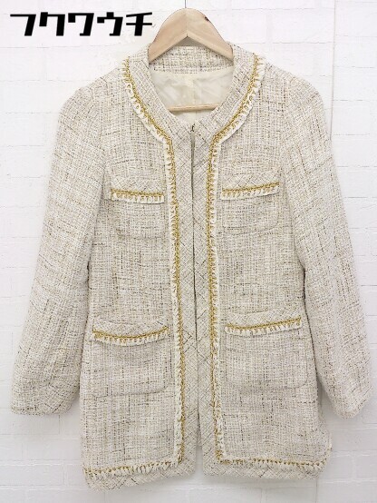 * Chesty Chesty embroidery lame fringe long sleeve no color coat size 1 beige Gold lady's 