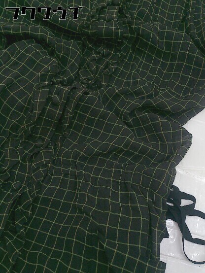 * JILL STUART check sia- frill short sleeves Mini shirt One-piece size 4 black green lady's 