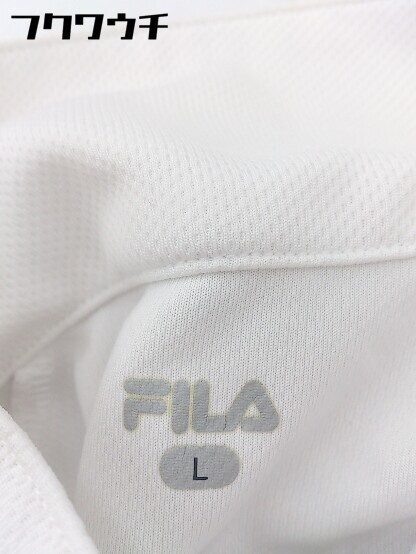 ◇ FILA フィラ ハーフジップ 半袖 Tシャツ カットソー サイズL ホワイト レディース_画像4