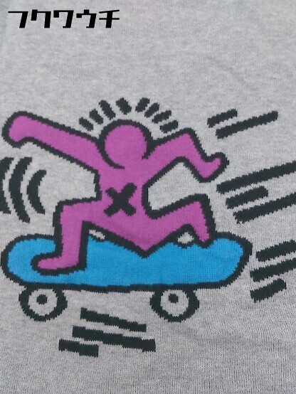 ◇ AG by aquagirl × KEITH HARING キースヘリング コラボ コットン ニット 半袖 セーター サイズM グレー レディース_画像5