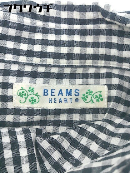 ◇　◎ BEAMS HEART ビームス ハート ギンガムチェック 長袖 シャツ ブラック　ホワイト レディース_画像4