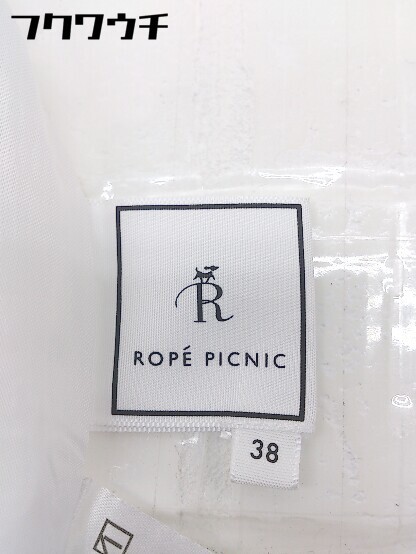 ◇　◎ ROPE PICNIC ストライプ　Vネック　フレンチスリーブ 膝下丈 ワンピース サイズ38 ホワイト　ネイビー レディース_画像5