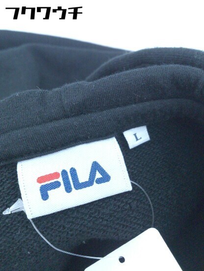 ◇ FILA フィラ ロゴ　刺繍　ハーフジップ 長袖 ミニ ワンピース サイズL ブラック レディース_画像4