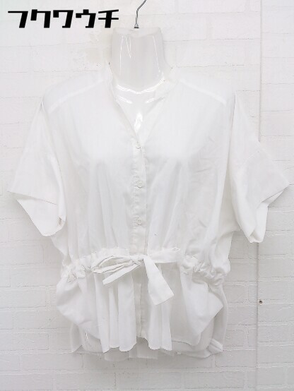 ◇ KBF ケービーエフ URBAN RESEARCH ウエストリボン 裾フレア 半袖 シャツ ブラウス サイズ ONE ホワイト レディースの画像2