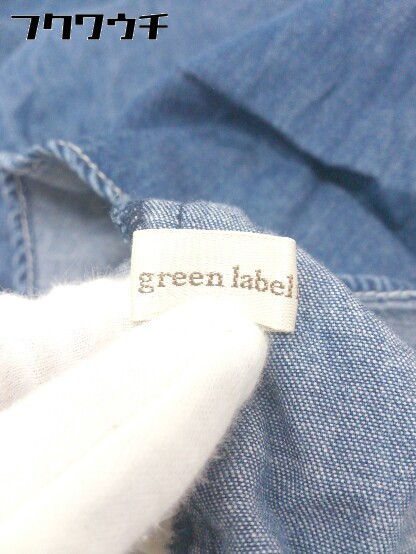 ◇ green label relaxing キーネック フリンジ デニム 五分袖 ミニ ワンピース インディゴ レディース_画像5