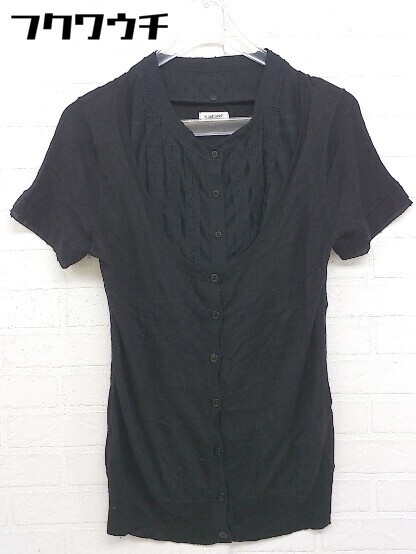 ◇ CACHAREL キャシャレル シルク混 ニット レイヤード 半袖 セーター サイズ1 ブラック レディース_画像1